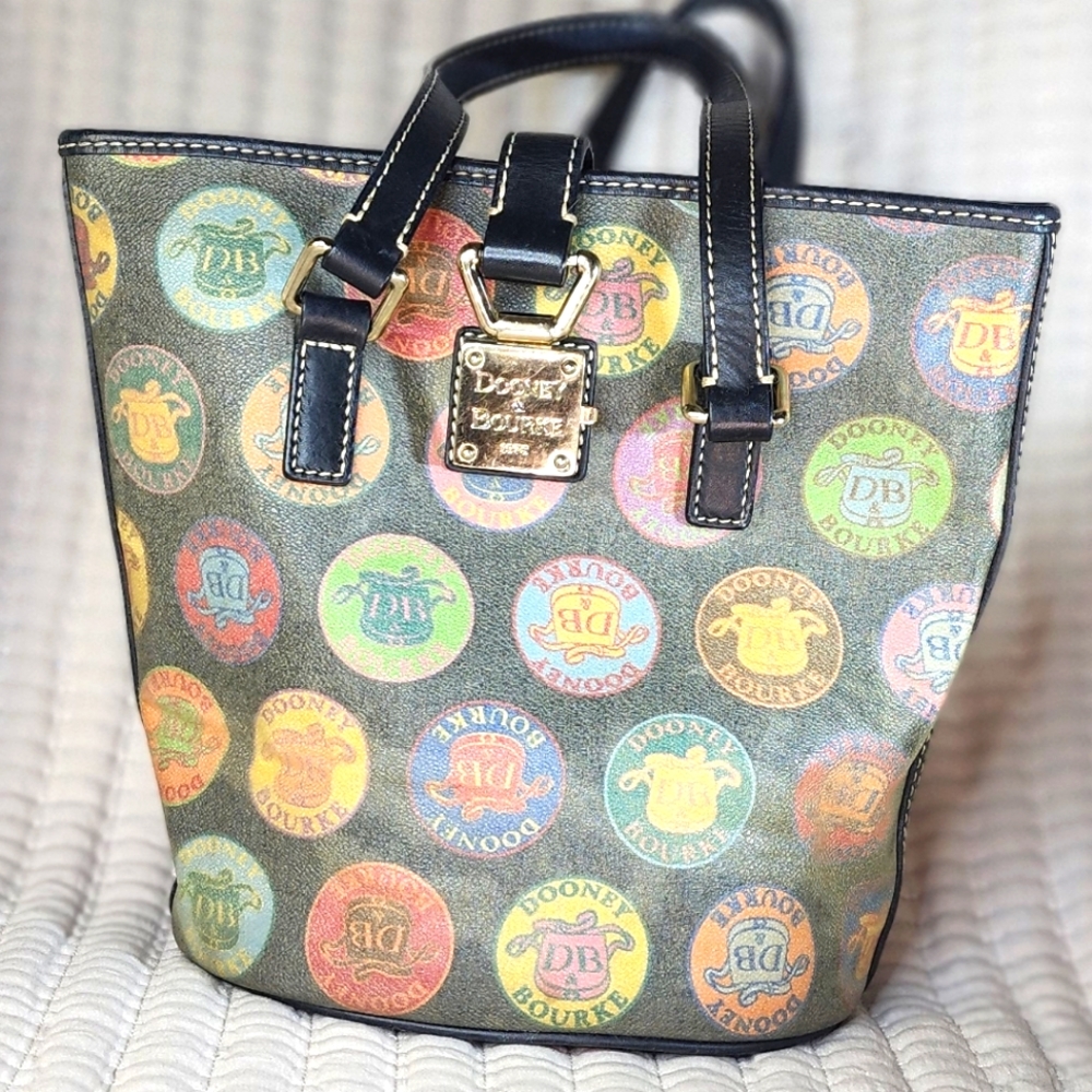 Dooney & Bourke Vintage colorful medallion dot print DB purse  bucket bag